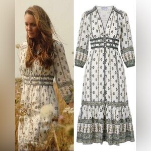 Veronica Beard Castella Boho Dress in Ivory Floral - ASO Kate Middleton Royal